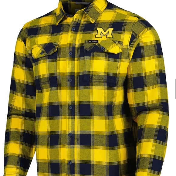 Medium $65 Michigan Wolverines Columbia Collegiate Flare Gun Flannel LS NCAA - Picture 6 of 9